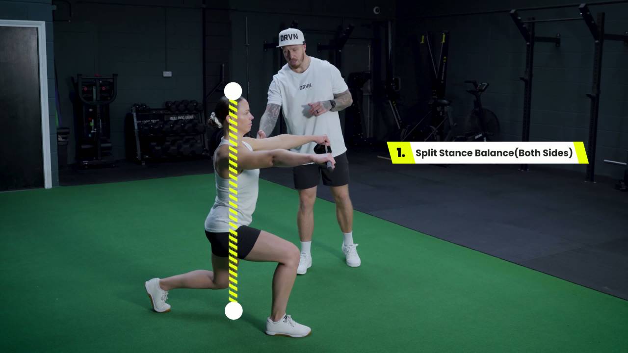 Split Stance Rotation Test — split stance balance demonstration both sides